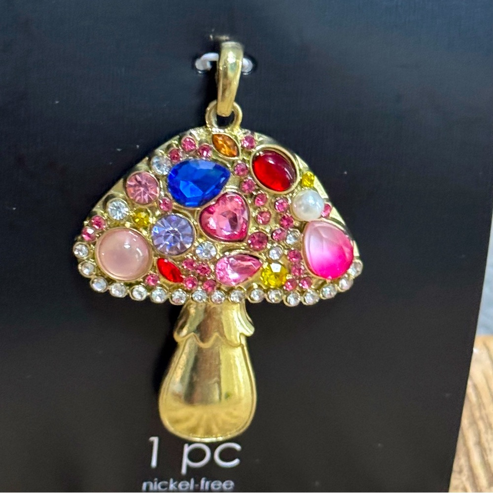Colorful Gemstone Mushroom Pendant